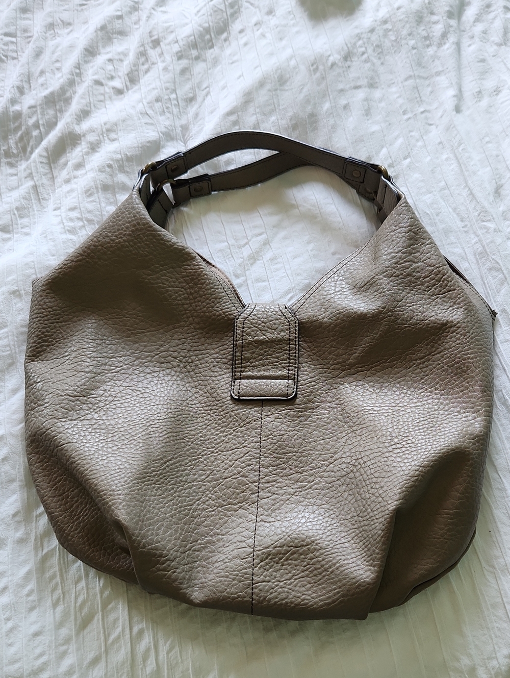 ANA Taupe Leather Hobo Shoulder Bag for Everyday Wear